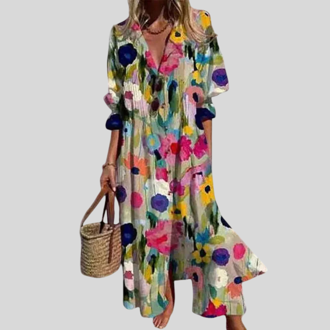 Zariah | Robe Maxi Imprimée Aquarelle