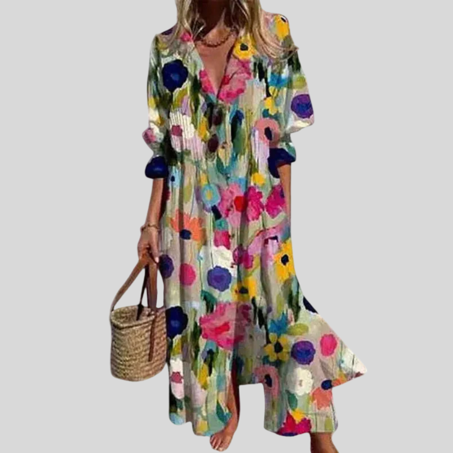 Zariah | Robe Maxi Imprimée Aquarelle