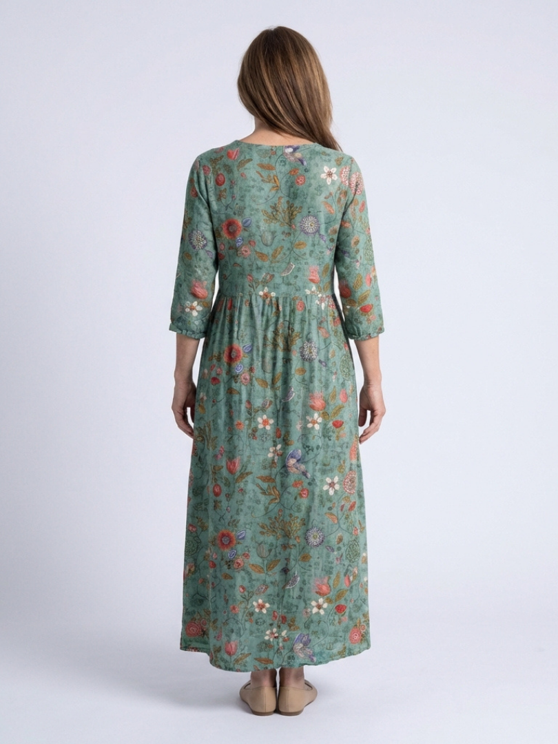 Marina | Robe Maxi à Manches Trois Quarts
