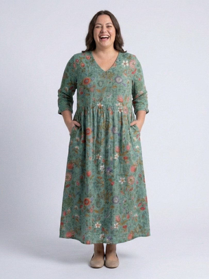 Marina | Robe Maxi à Manches Trois Quarts
