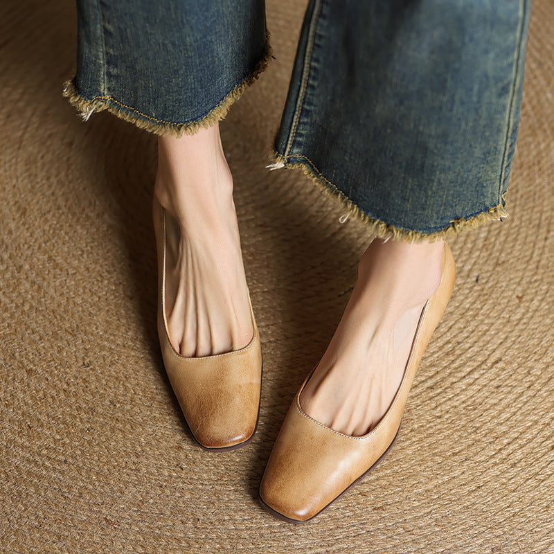 Amélie | Escarpins Carrés en Cuir