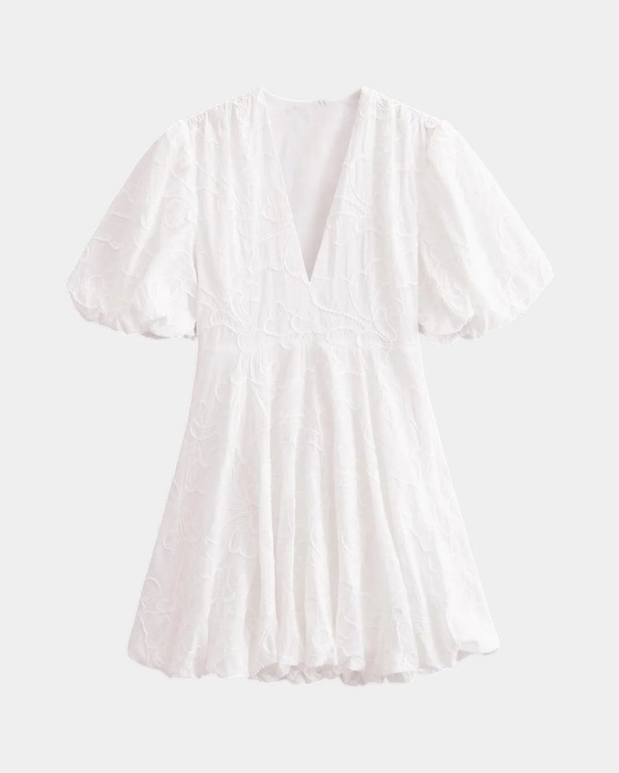 Anastasie | Robe mini brodées à manches volantées
