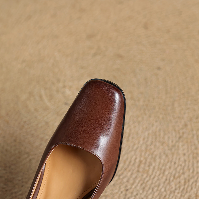 Amélie | Escarpins Carrés en Cuir