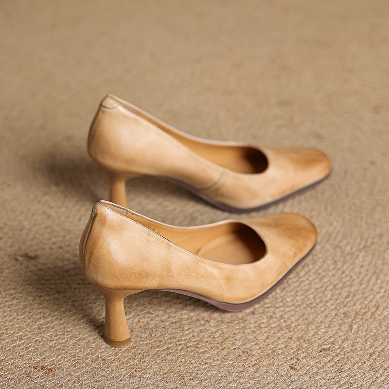 Amélie | Escarpins Carrés en Cuir