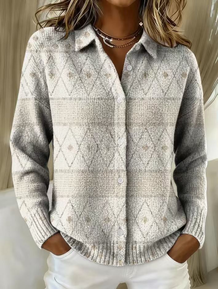 Christine | Cardigan Maille Losanges Écrus