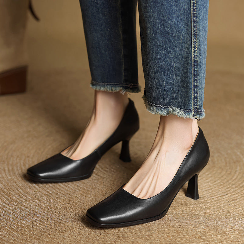 Amélie | Escarpins Carrés en Cuir
