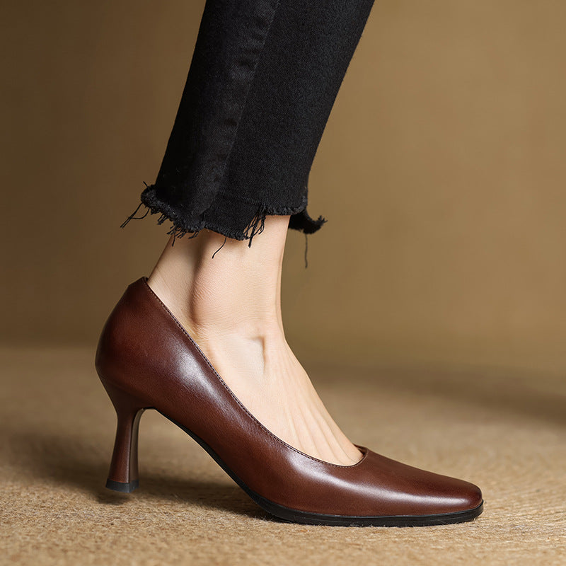 Amélie | Escarpins Carrés en Cuir