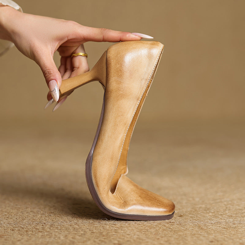 Amélie | Escarpins Carrés en Cuir