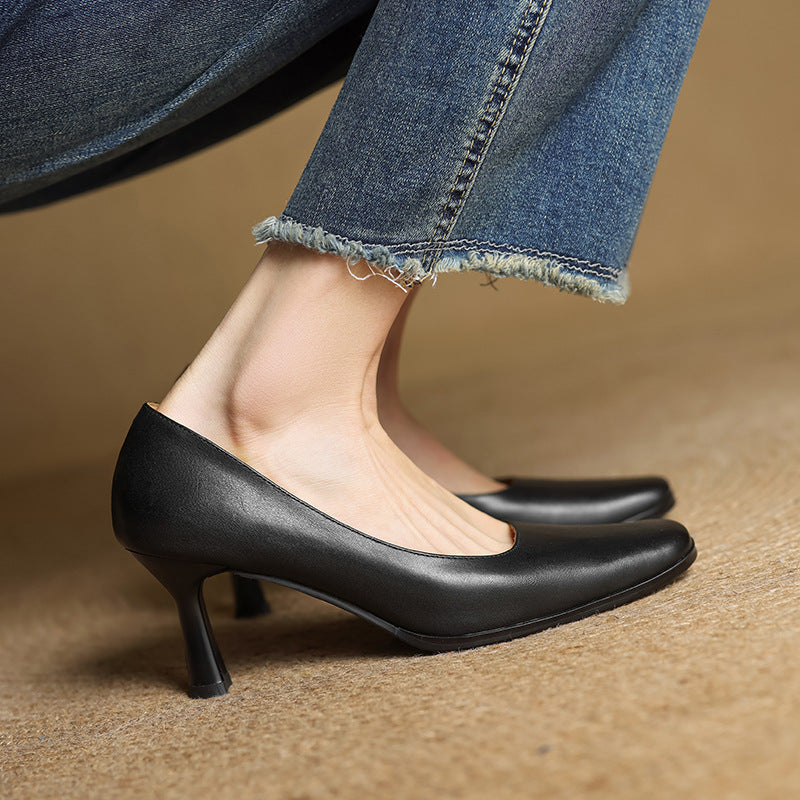 Amélie | Escarpins Carrés en Cuir