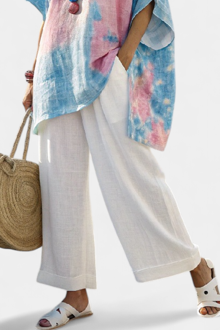 Valentina – haut en lin essentiel confortable et pantalons rayés en bambou