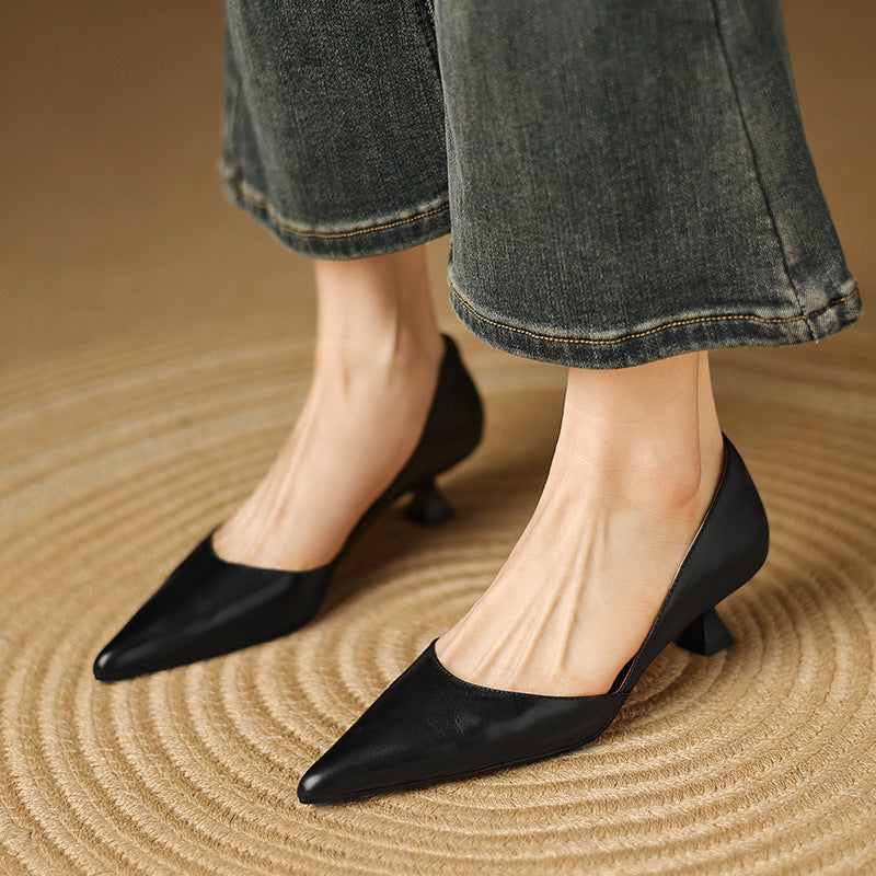 Nathalie | Escarpins Petit Talon en Cuir