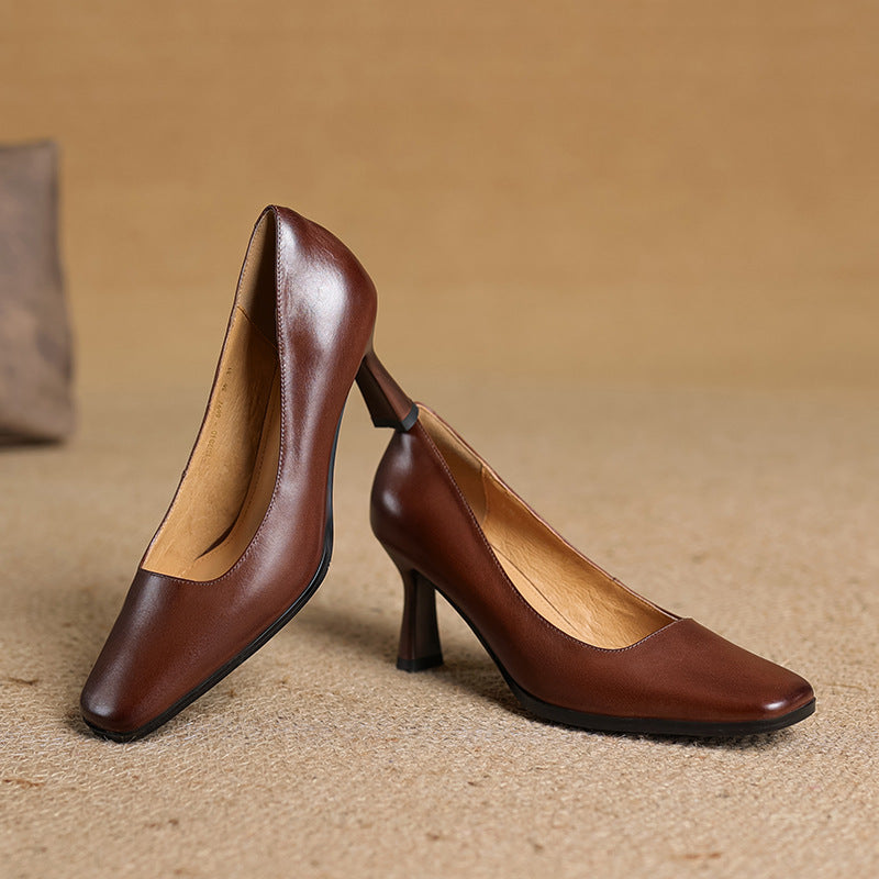 Amélie | Escarpins Carrés en Cuir