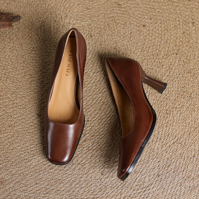 Amélie | Escarpins Carrés en Cuir