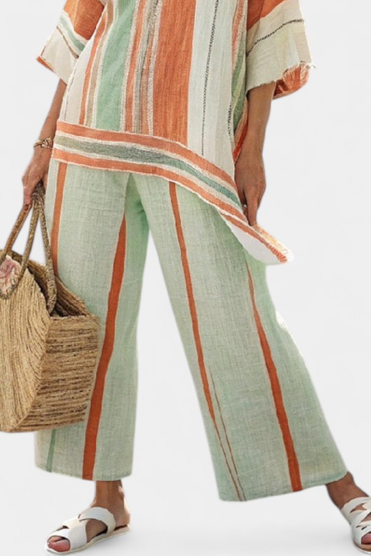 Elisabetta – haut asymétrique élégant et pantalon à jambes larges
