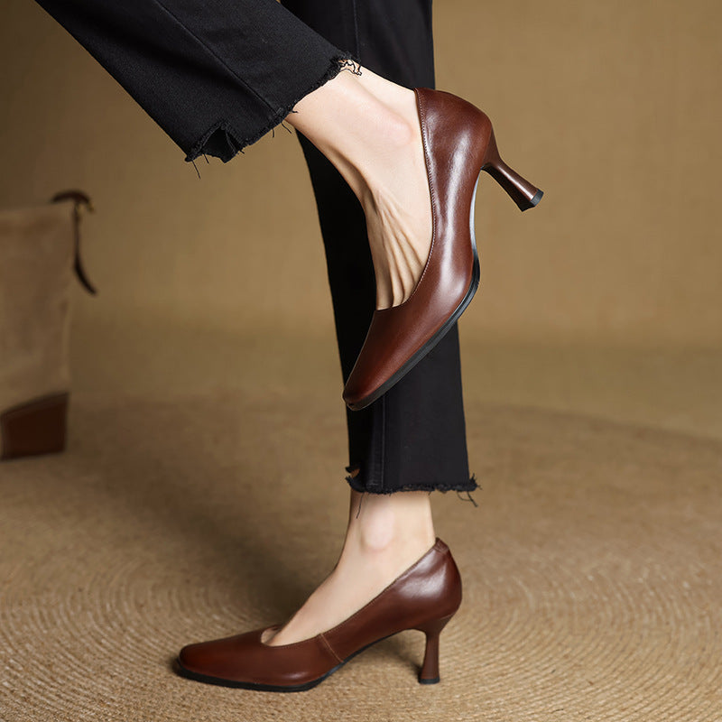 Amélie | Escarpins Carrés en Cuir