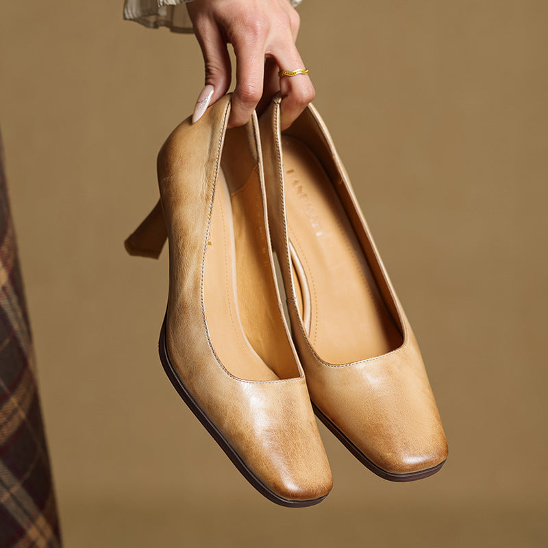 Amélie | Escarpins Carrés en Cuir
