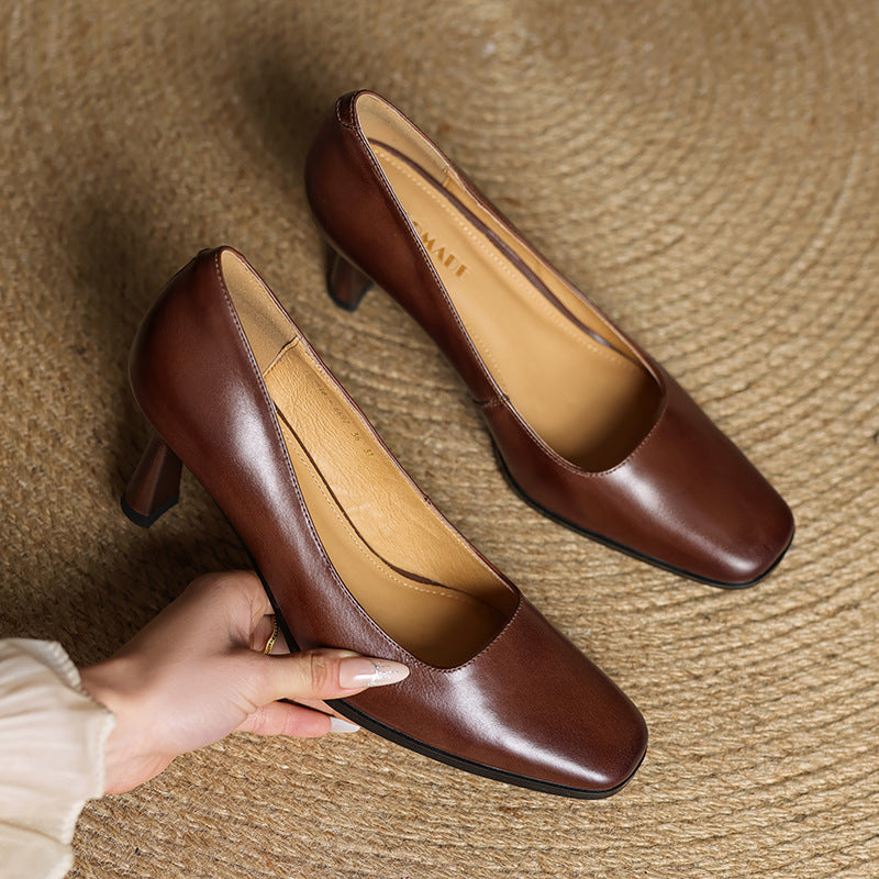 Amélie | Escarpins Carrés en Cuir