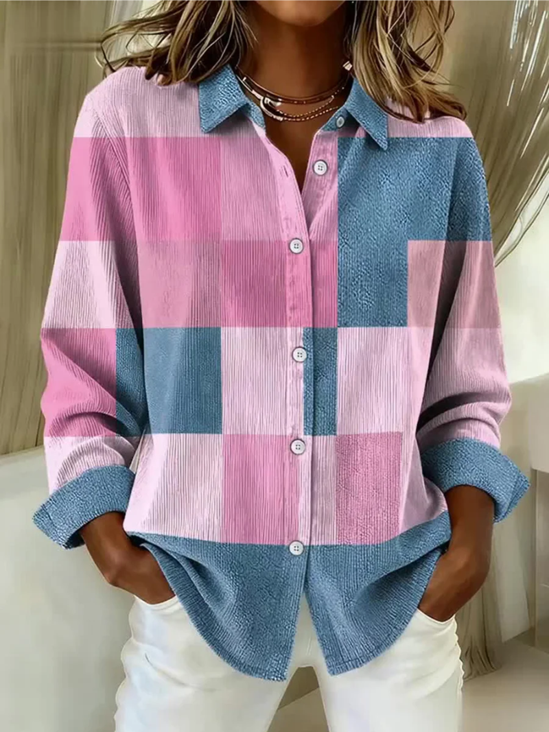Isabelle | Cardigan Carreaux Rose et Bleu