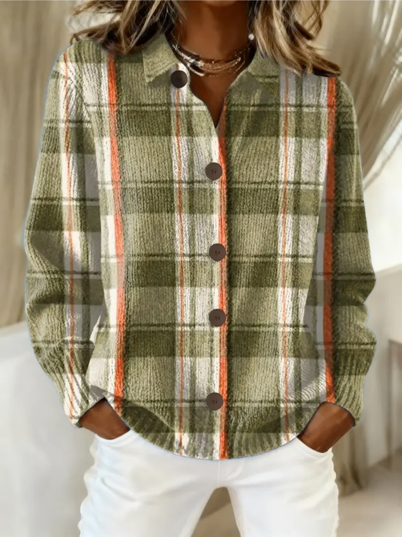 Manon | Cardigan Carreaux Vert Olive