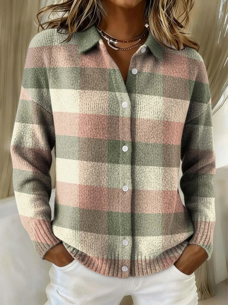 Nicole | Cardigan Carreaux Pastel