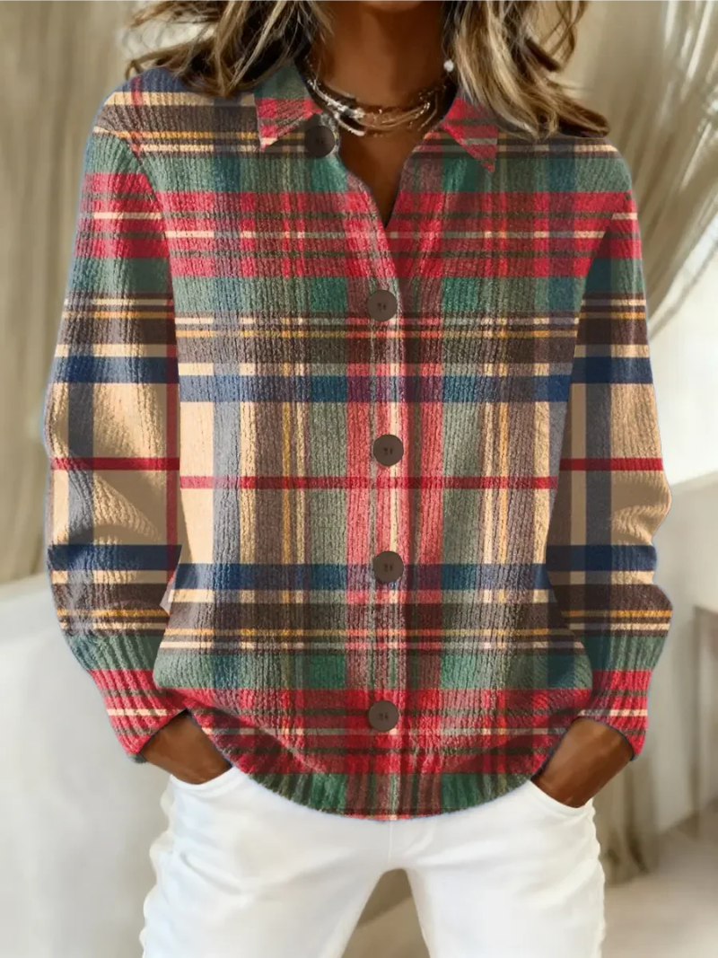 Marie | Cardigan Chemise à Carreaux Colorés