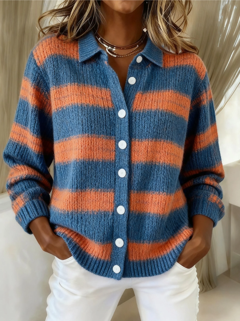 Charlotte | Cardigan Maille Rayures Larges