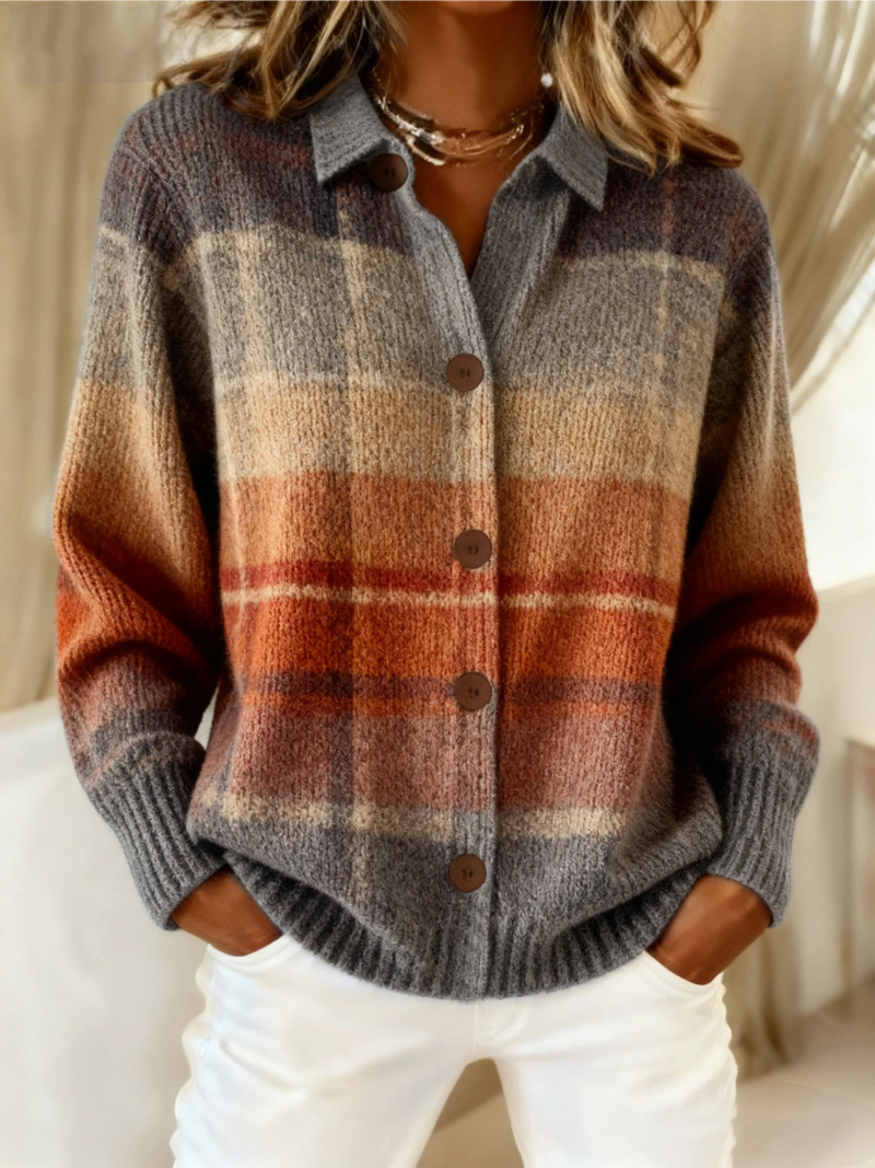 Juliette | Cardigan Chemise Carreaux Dégradés