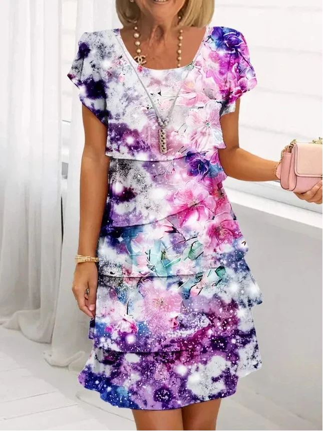 Célénia | Robe Élégante Galaxie Florale