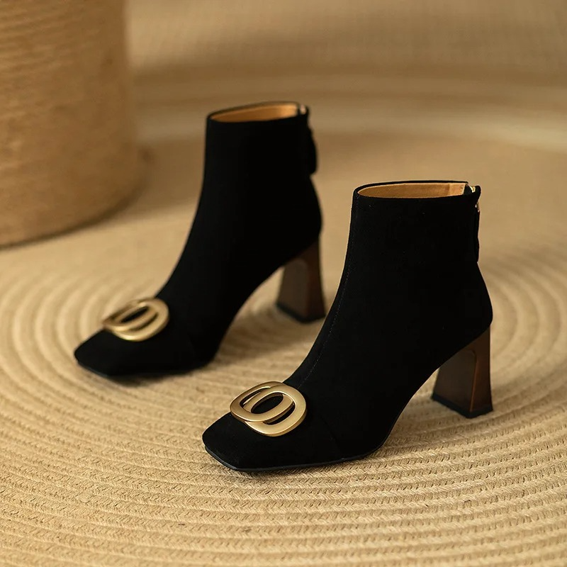 Sylvie | Bottines en Velours à Talon