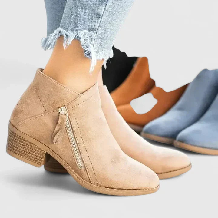 Héloïse | Bottines Suédées Zip Élégant