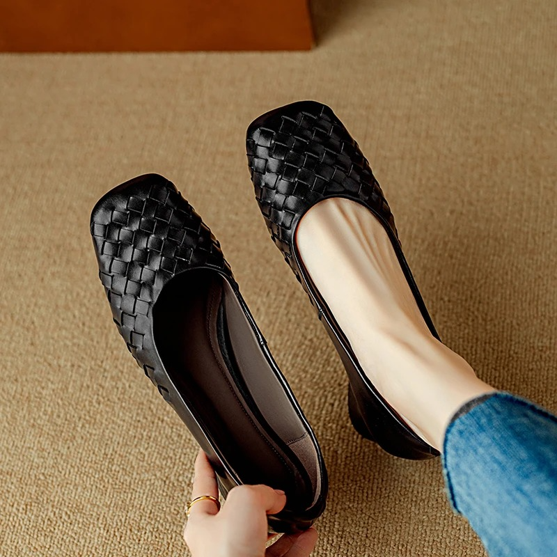 Séverine | Ballerines Tressées à Bout Large