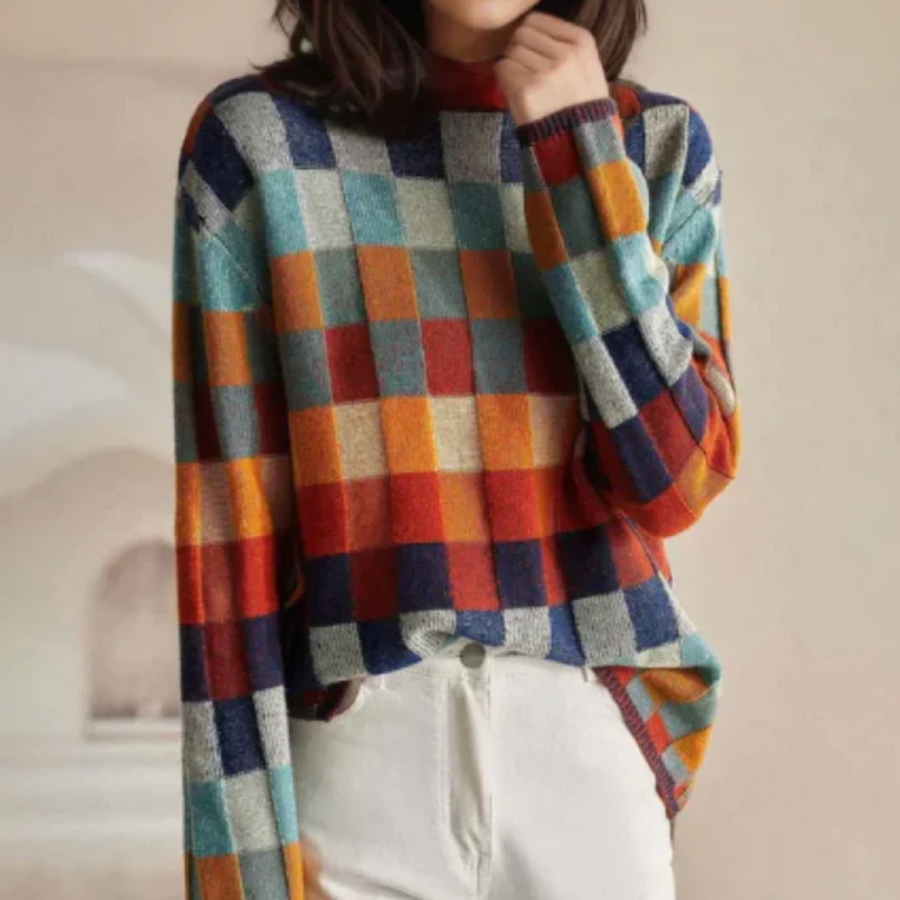 Mathilde | Pull Carreaux Tendance