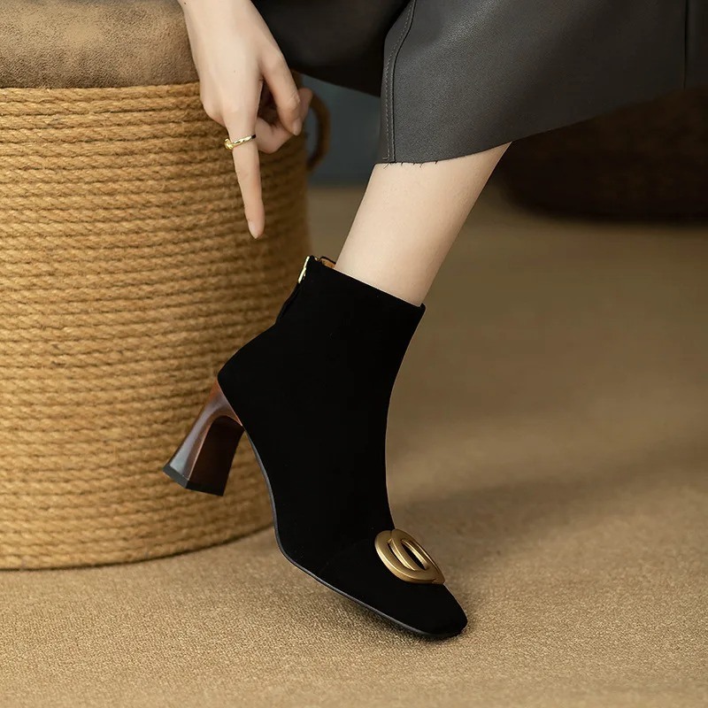 Sylvie | Bottines en Velours à Talon