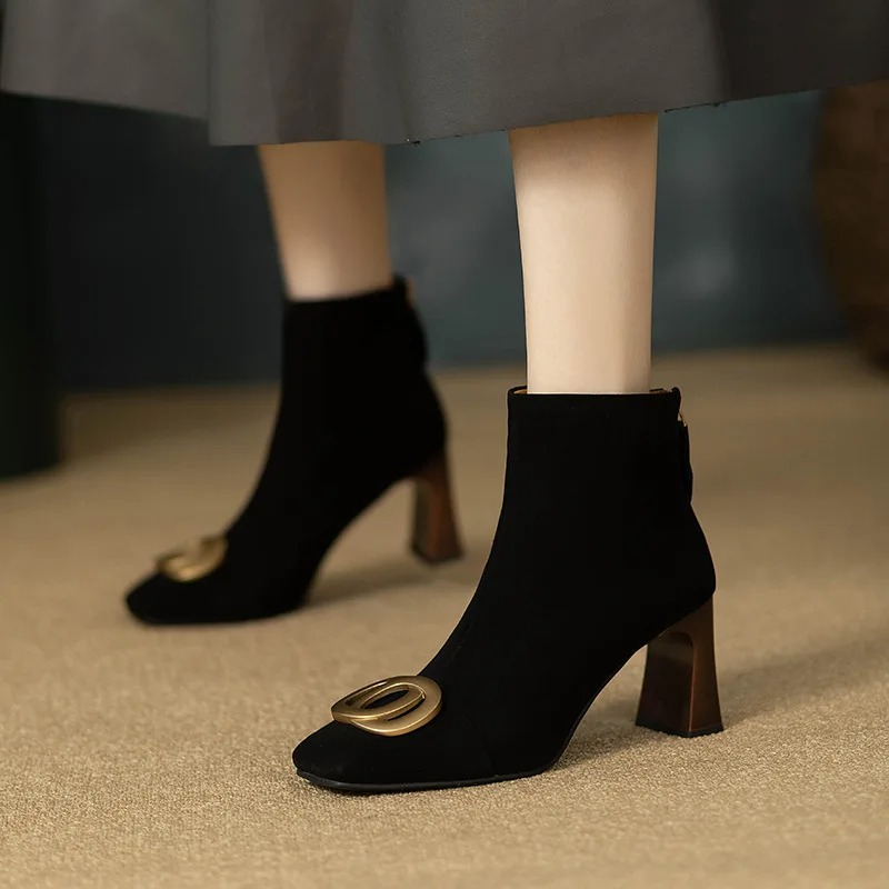 Sylvie | Bottines en Velours à Talon