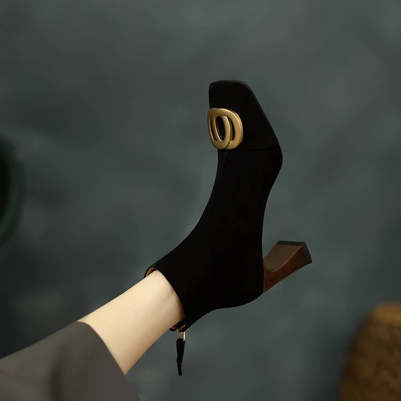 Sylvie | Bottines en Velours à Talon