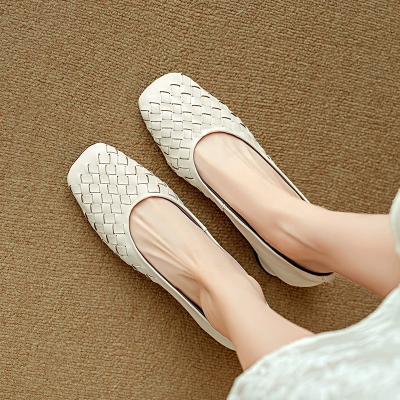 Séverine | Ballerines Tressées à Bout Large