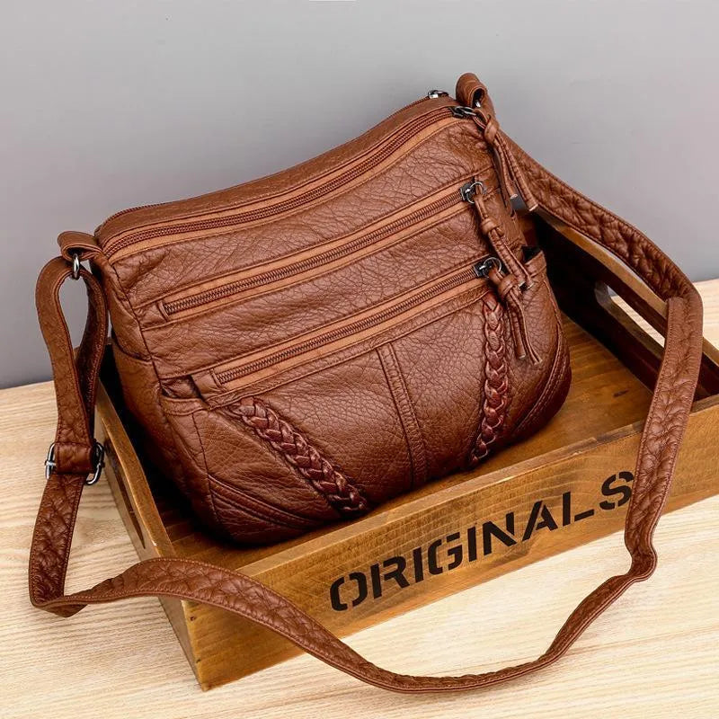 Océane | Sac Bandoulière Tressé Multi-Zips