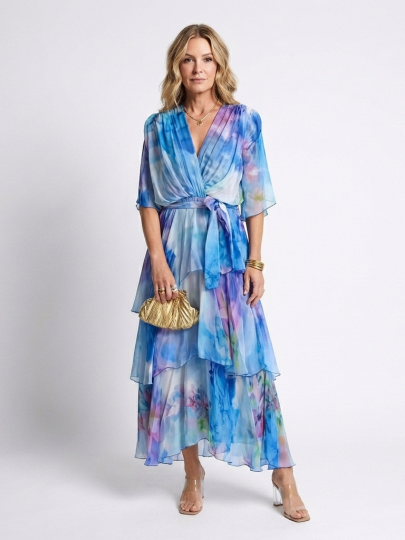 Azura | Robe Maxi Fluide Aquarelle Élégance