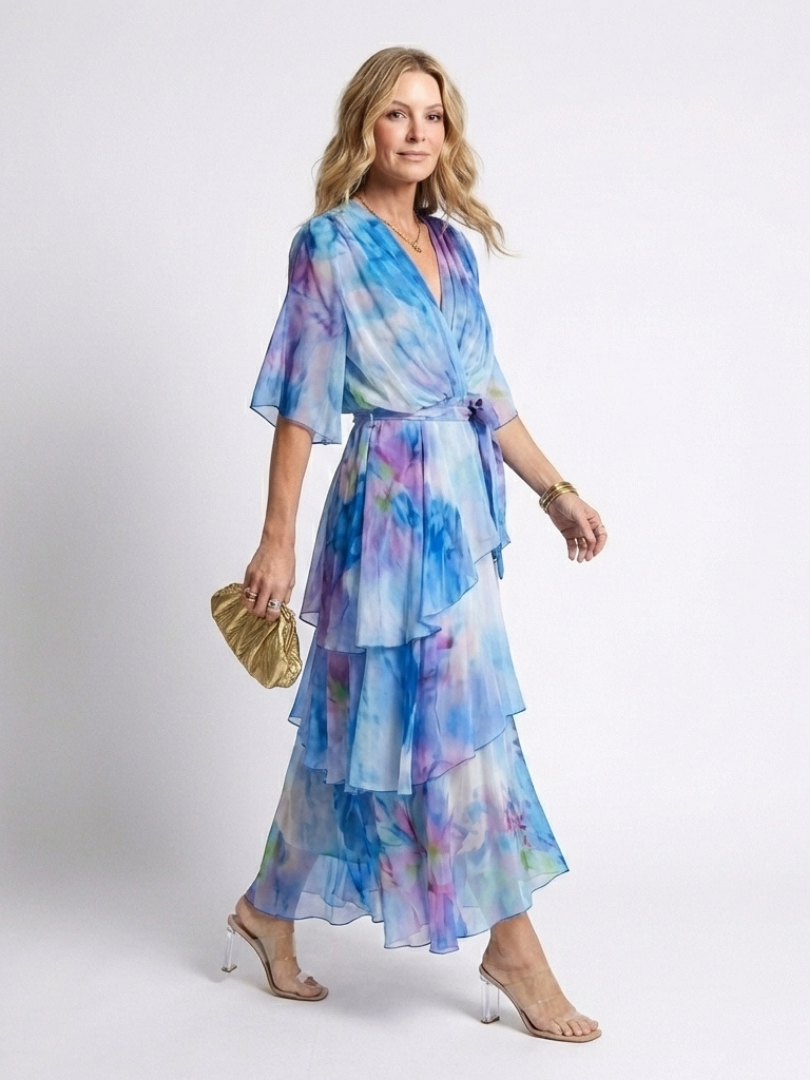 Azura | Robe Maxi Fluide Aquarelle Élégance
