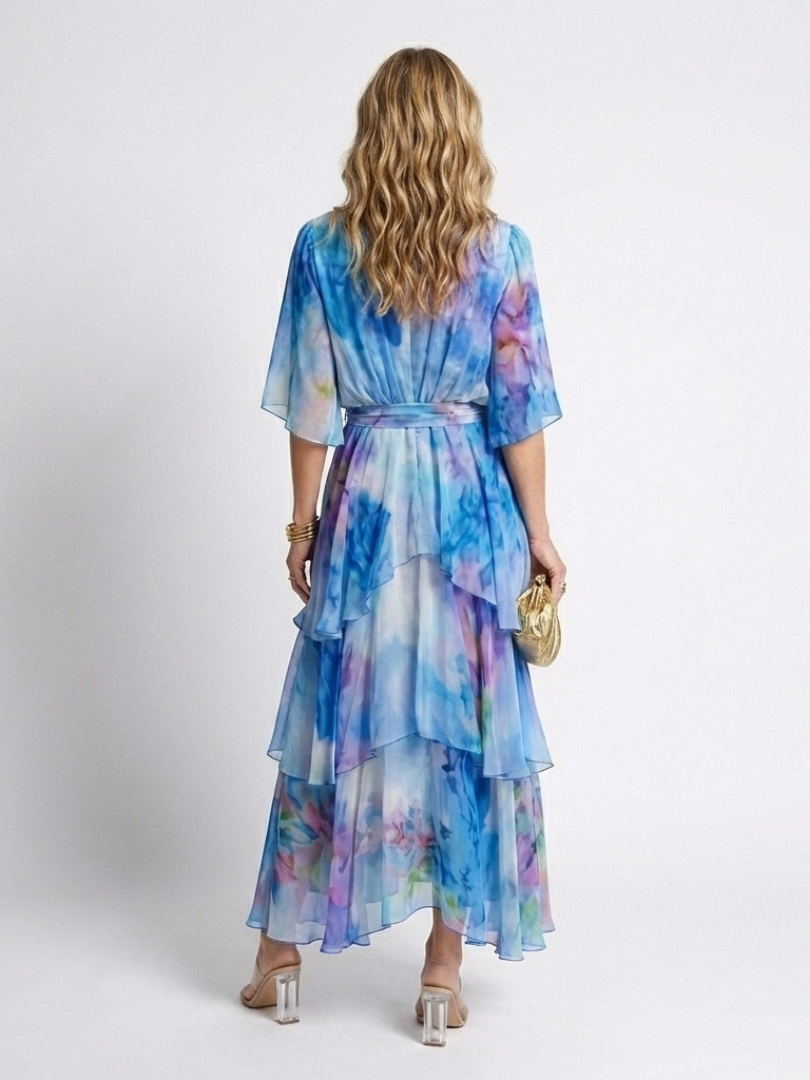 Azura | Robe Maxi Fluide Aquarelle Élégance