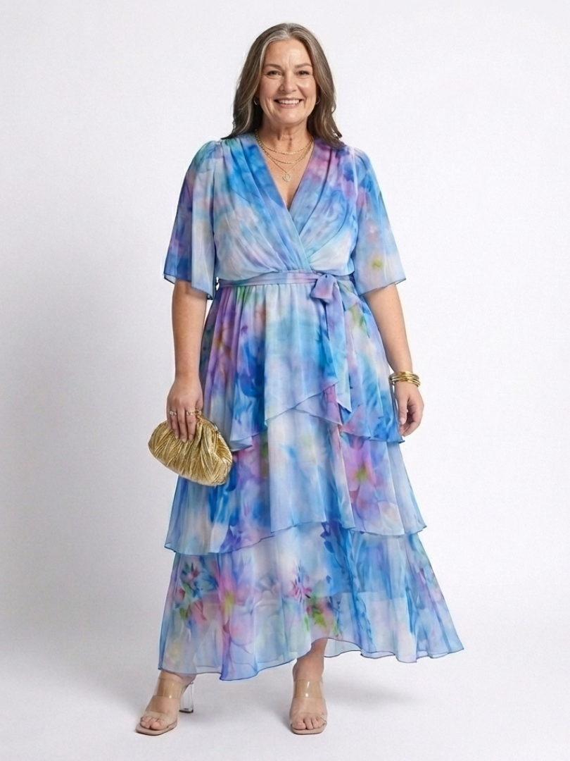 Azura | Robe Maxi Fluide Aquarelle Élégance