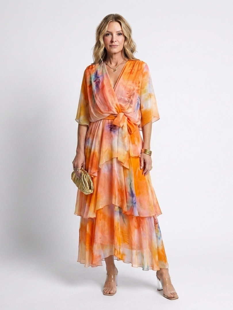 Azura | Robe Maxi Fluide Aquarelle Élégance