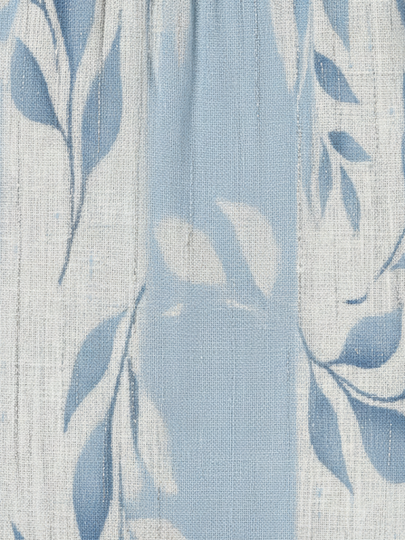 Solene | Robe Midi Bleu à Motif Feuille