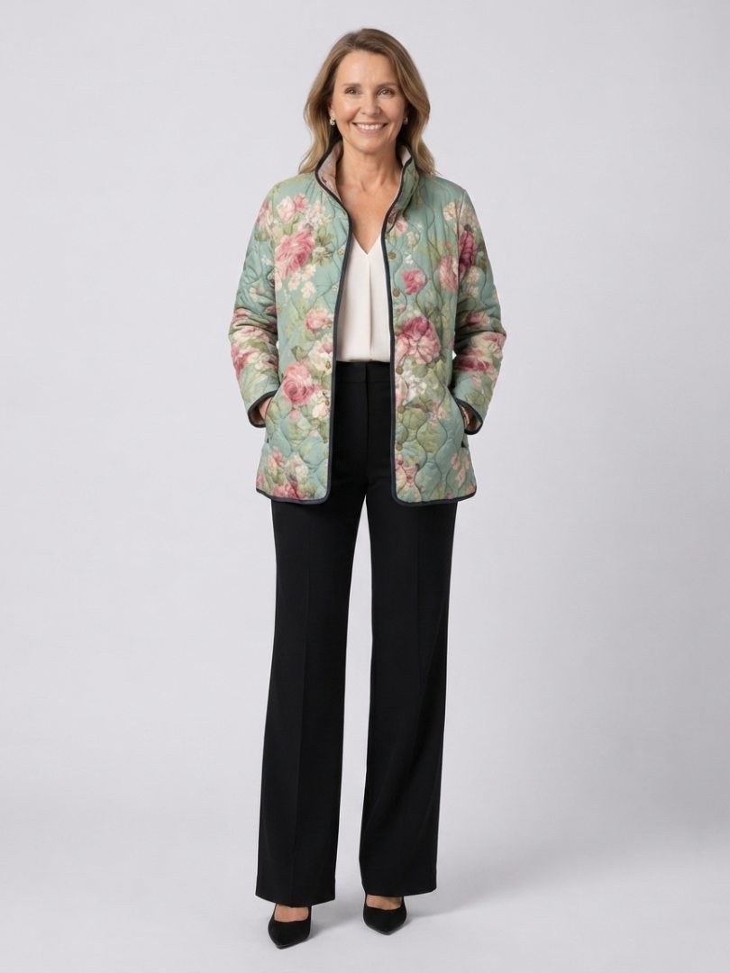 Claire | Veste Matelassée Roses Anciennes