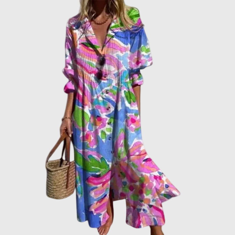 Zariah | Robe Maxi Imprimée Aquarelle