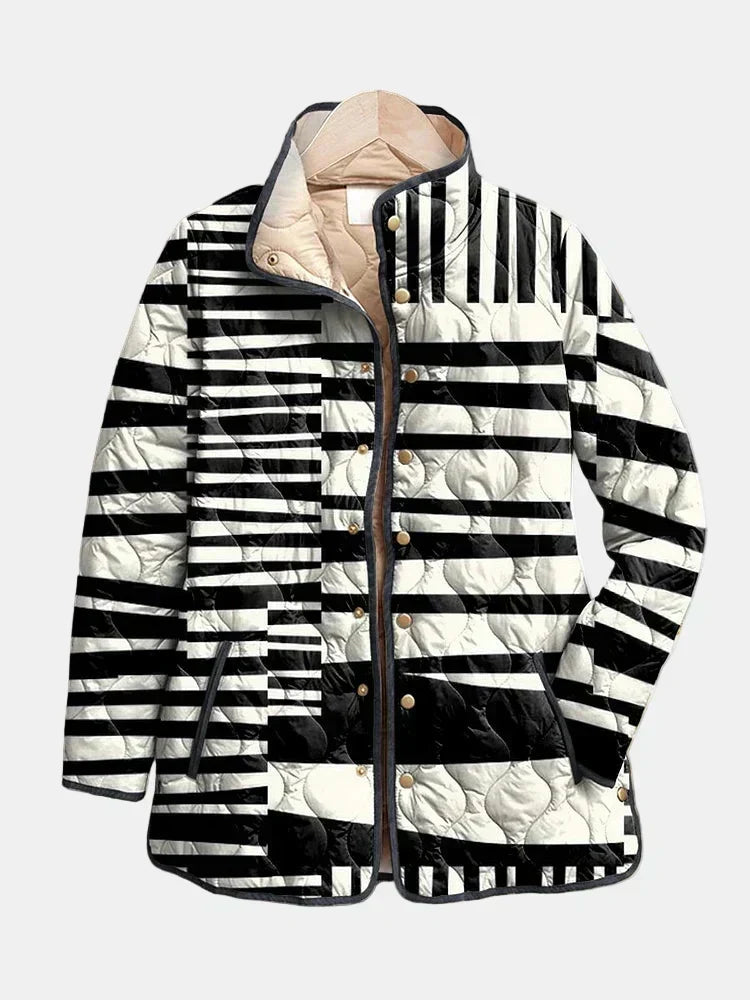 Véronique | Veste Matelassée Rayures Graphiques