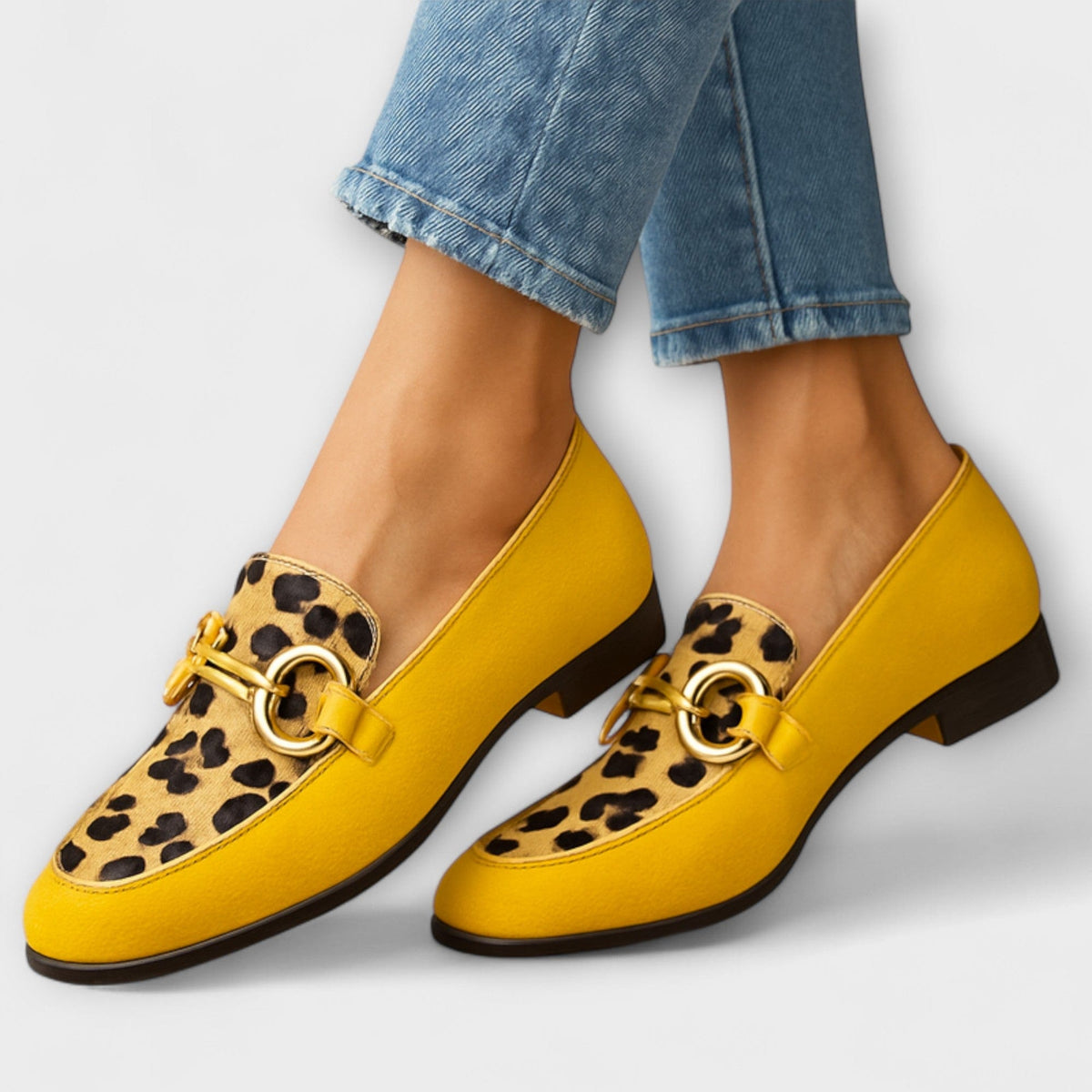 Claire | Mocassins Jaunes Imprimé Léopard