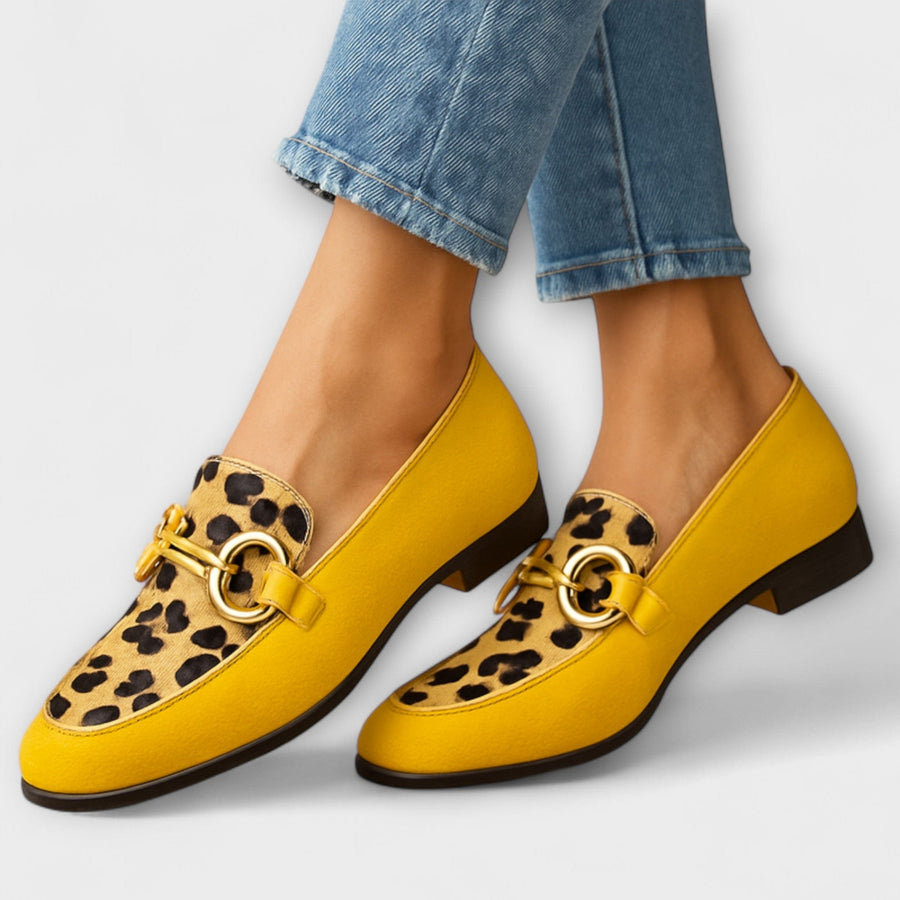 Claire | Mocassins Jaunes Imprimé Léopard