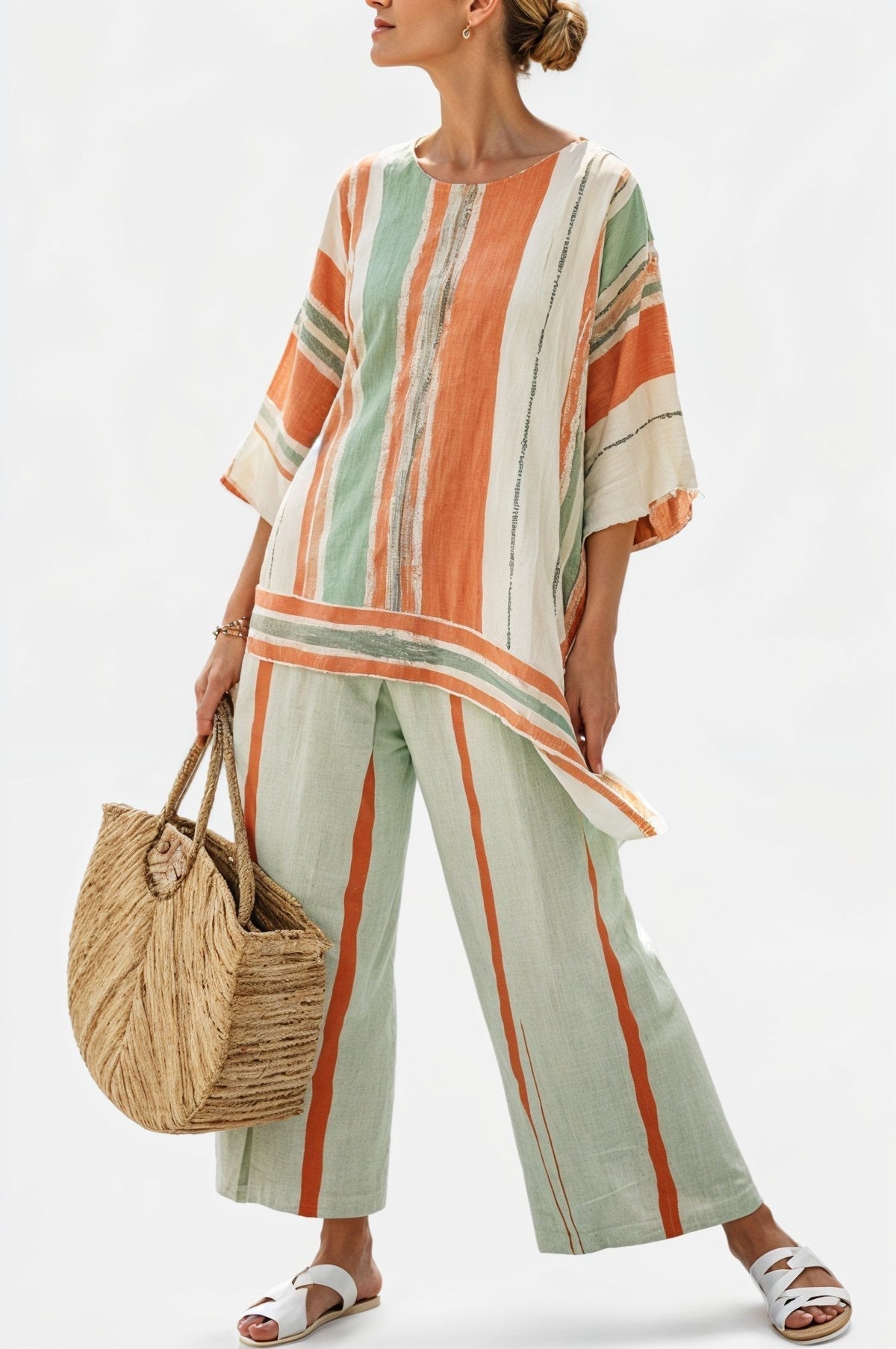 Elisabetta – haut asymétrique élégant et pantalon à jambes larges