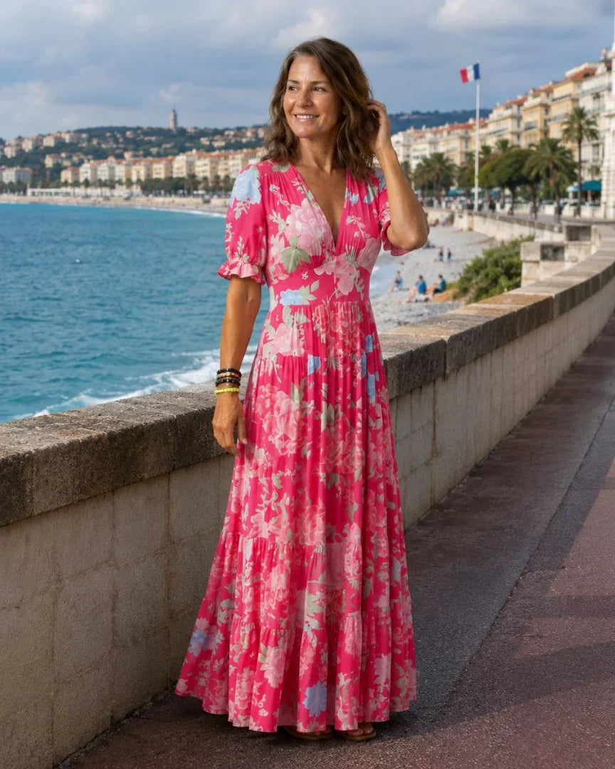Césarie | Robe longue à fleurs